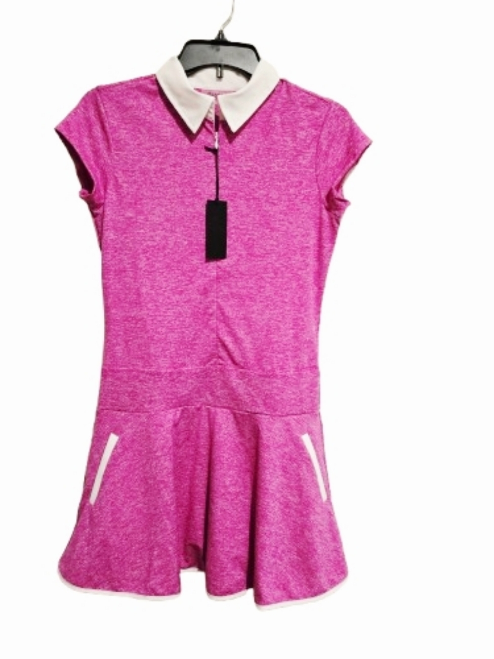 Olaya Sport Women's L Pink Golf Tennis Dress Collared Zip Pockets A-Line USA NWT